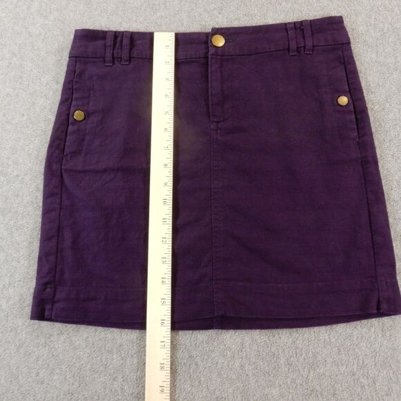 Gap Mini Skirt 1 W31 Dark Purple Solid Pockets Short Button 100% Cotton Canvas - Picture 3 of 8